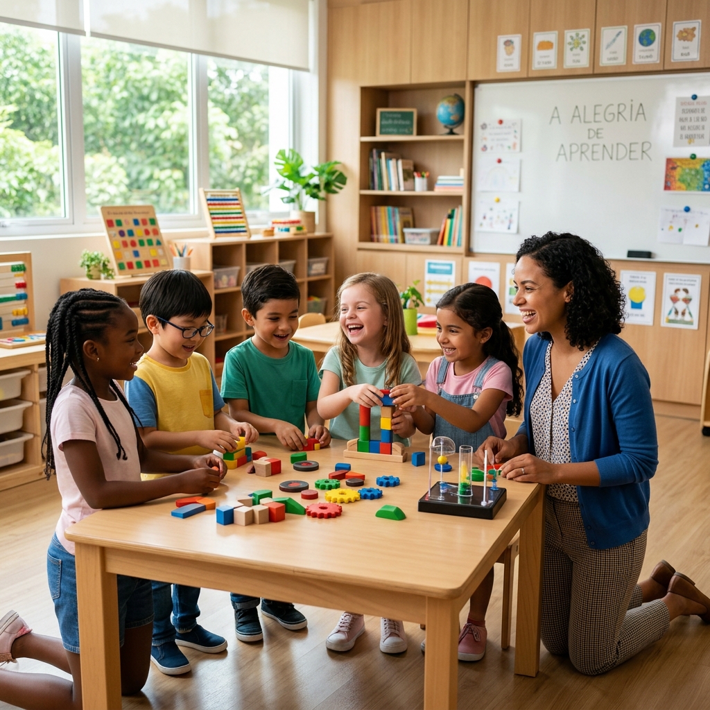 A alegria de aprender com alunos e professor
